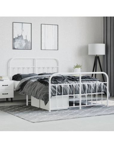 Giroletto con Testiera e Pediera Metallo Bianco 150x200 cm