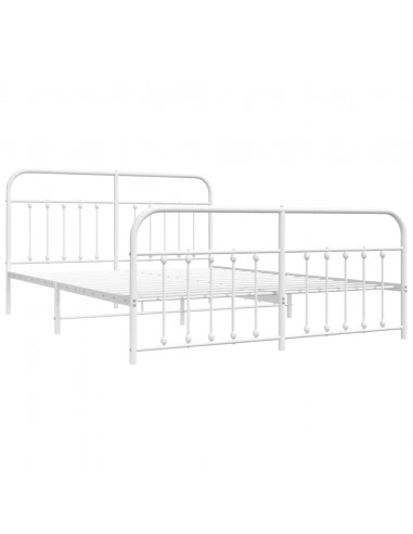 Giroletto con Testiera e Pediera Metallo Bianco 180x200 cm