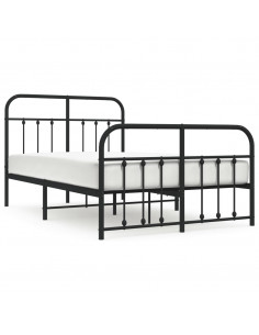 Giroletto con Testiera e Pediera Metallo Nero 120x190 cm 2