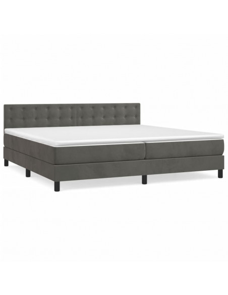 Giroletto a Molle con Materasso Grigio Scuro 200x200 cm Velluto