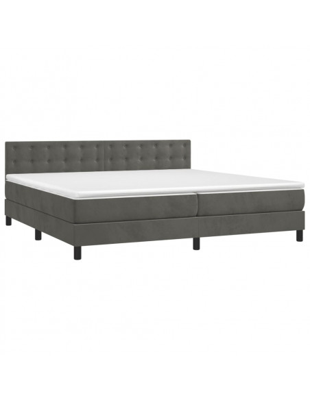 Giroletto a Molle con Materasso Grigio Scuro 200x200 cm Velluto