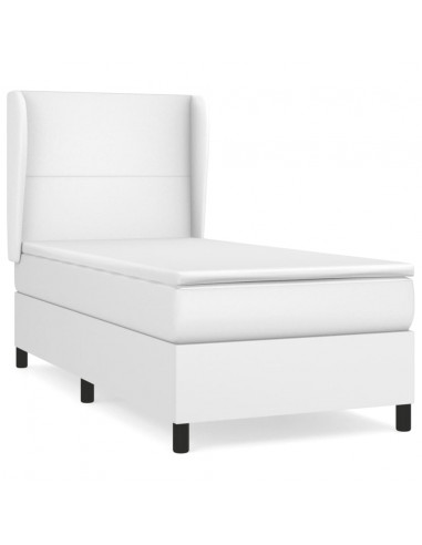 Giroletto a Molle con Materasso Bianco 90x200 cm in Similpelle