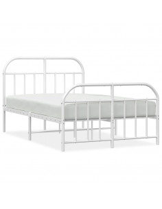 Giroletto con Testiera e Pediera Metallo Bianco 120x200 cm 2