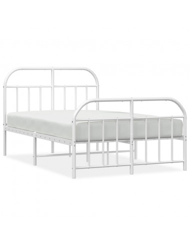 Giroletto con Testiera e Pediera Metallo Bianco 120x200 cm