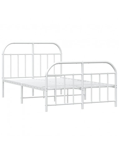 Giroletto con Testiera e Pediera Metallo Bianco 120x200 cm