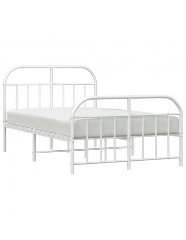 Giroletto con Testiera e Pediera Metallo Bianco 120x200 cm