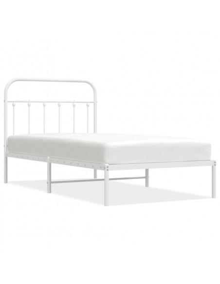 Giroletto con Testiera Metallo Bianco 100x190 cm