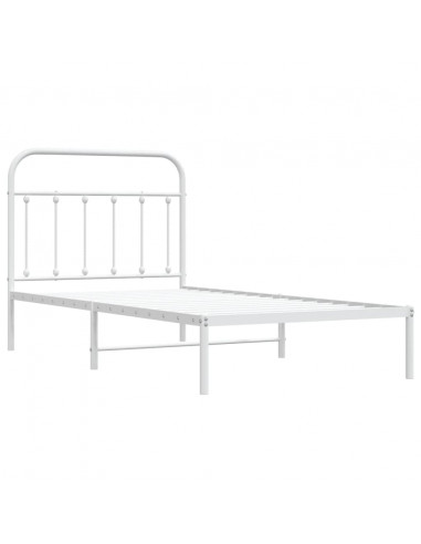 Giroletto con Testiera Metallo Bianco 100x190 cm