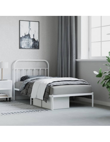 Giroletto con Testiera Metallo Bianco 100x190 cm