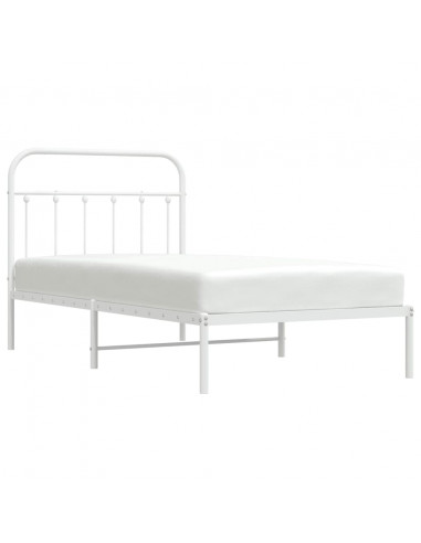 Giroletto con Testiera Metallo Bianco 100x190 cm