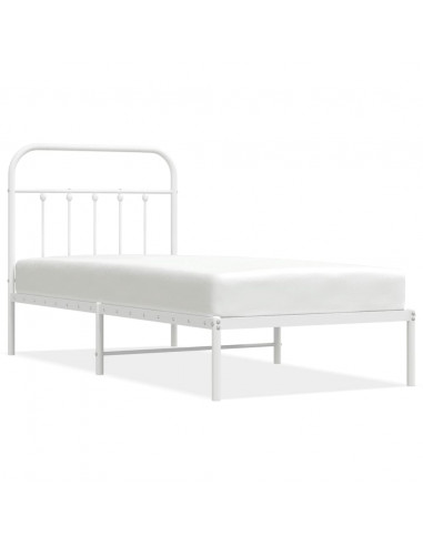 Giroletto con Testiera Metallo Bianco 90x190 cm