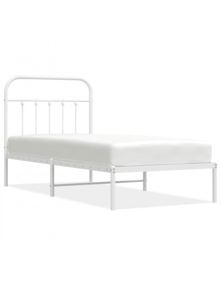Giroletto con Testiera Metallo Bianco 90x190 cm