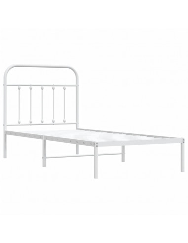 Giroletto con Testiera Metallo Bianco 90x190 cm