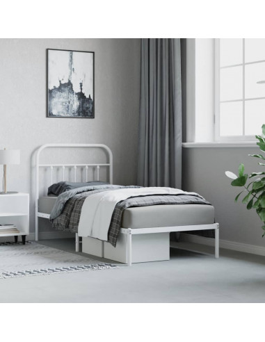 Giroletto con Testiera Metallo Bianco 90x190 cm