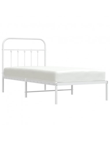 Giroletto con Testiera Metallo Bianco 90x190 cm