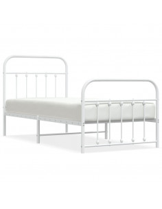 Giroletto con Testiera e Pediera Metallo Bianco 90x200 cm 2