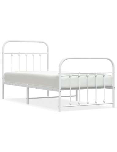 Giroletto con Testiera e Pediera Metallo Bianco 90x200 cm