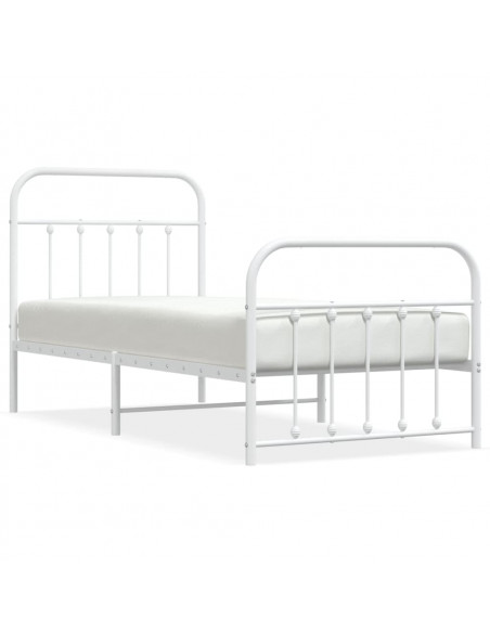 Giroletto con Testiera e Pediera Metallo Bianco 90x200 cm