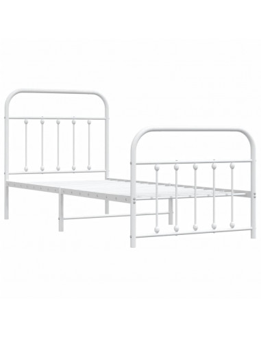 Giroletto con Testiera e Pediera Metallo Bianco 90x200 cm