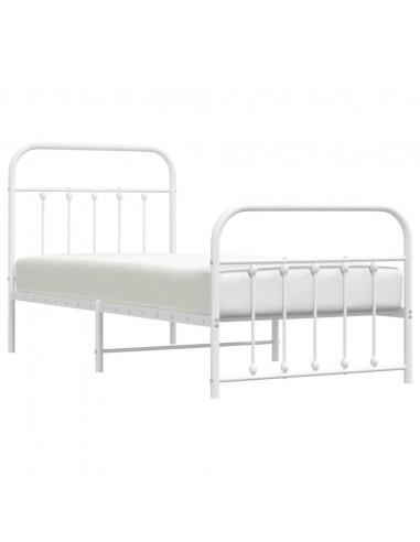 Giroletto con Testiera e Pediera Metallo Bianco 90x200 cm