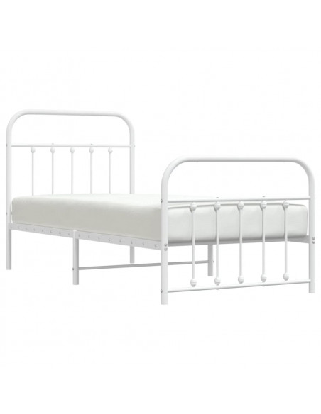 Giroletto con Testiera e Pediera Metallo Bianco 90x200 cm