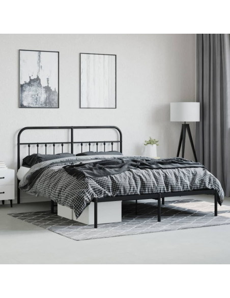 Giroletto con Testiera in Metallo Nero 183x213 cm