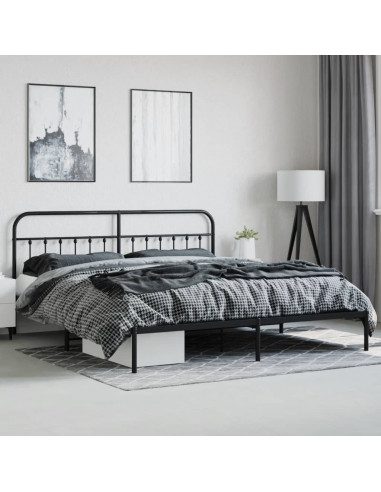 Giroletto con Testiera in Metallo Nero 200x200 cm