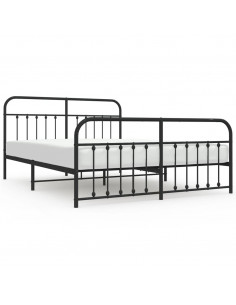 Giroletto con Testiera e Pediera Metallo Nero 183x213 cm 2