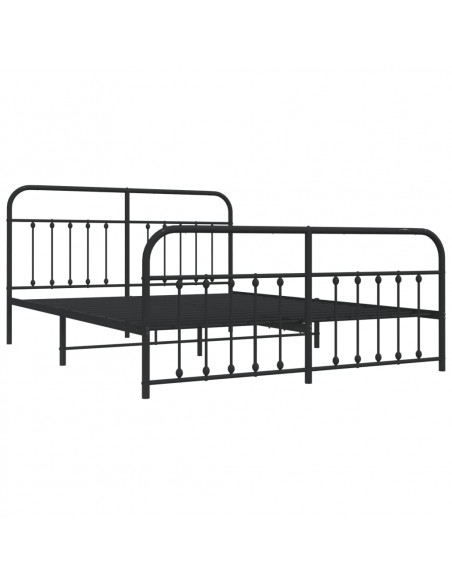 Giroletto con Testiera e Pediera Metallo Nero 183x213 cm