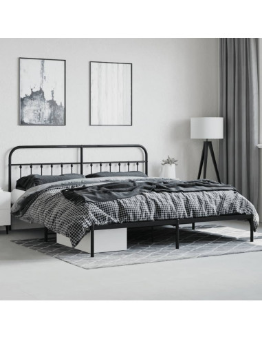 Giroletto con Testiera e Pediera Metallo Nero 183x213 cm