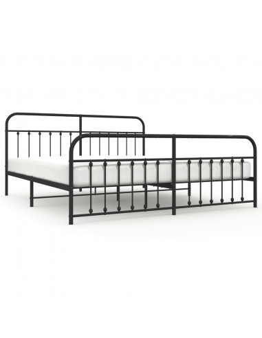 Giroletto con Testiera e Pediera Metallo Nero 193x203 cm