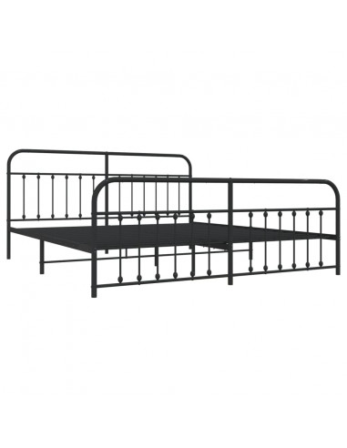 Giroletto con Testiera e Pediera Metallo Nero 193x203 cm