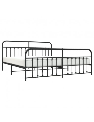 Giroletto con Testiera e Pediera Metallo Nero 193x203 cm