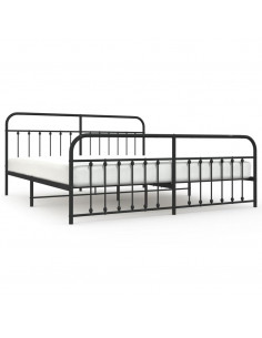 Giroletto con Testiera e Pediera Metallo Nero 200x200 cm 2