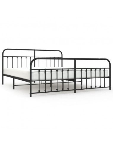 Giroletto con Testiera e Pediera Metallo Nero 200x200 cm