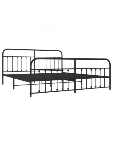 Giroletto con Testiera e Pediera Metallo Nero 200x200 cm