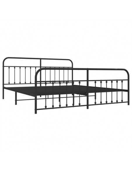Giroletto con Testiera e Pediera Metallo Nero 200x200 cm