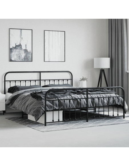 Giroletto con Testiera e Pediera Metallo Nero 200x200 cm