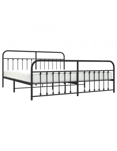 Giroletto con Testiera e Pediera Metallo Nero 200x200 cm