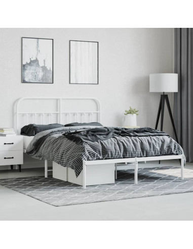 Giroletto con Testiera Metallo Bianco 135x190 cm