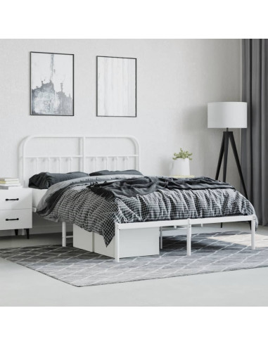 Giroletto con Testiera Metallo Bianco 140x190 cm