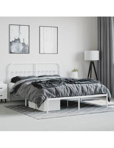 Giroletto con Testiera Metallo Bianco 183x213 cm