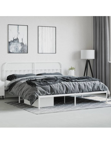 Giroletto con Testiera Metallo Bianco 193x203 cm