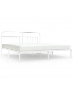 Giroletto con Testiera Metallo Bianco 200x200 cm 2