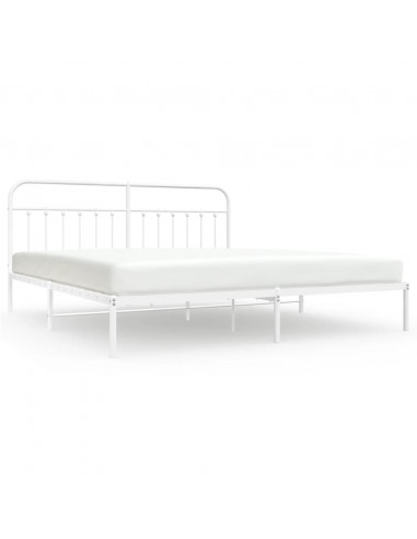 Giroletto con Testiera Metallo Bianco 200x200 cm