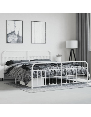 Giroletto con Testiera e Pediera Metallo Bianco 200x200 cm