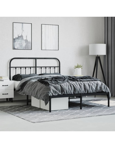 Giroletto con Testiera in Metallo Nero 135x190 cm