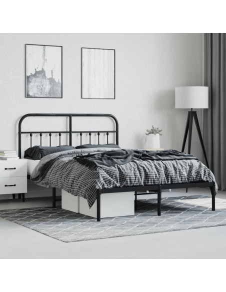 Giroletto con Testiera in Metallo Nero 150x200 cm