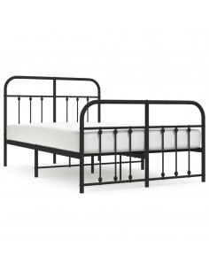 Giroletto con Testiera e Pediera Metallo Nero 120x200 cm 2