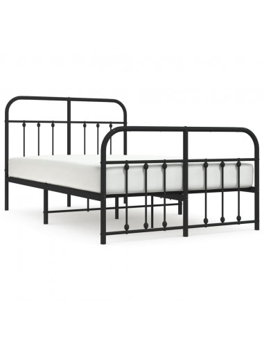 Giroletto con Testiera e Pediera Metallo Nero 120x200 cm